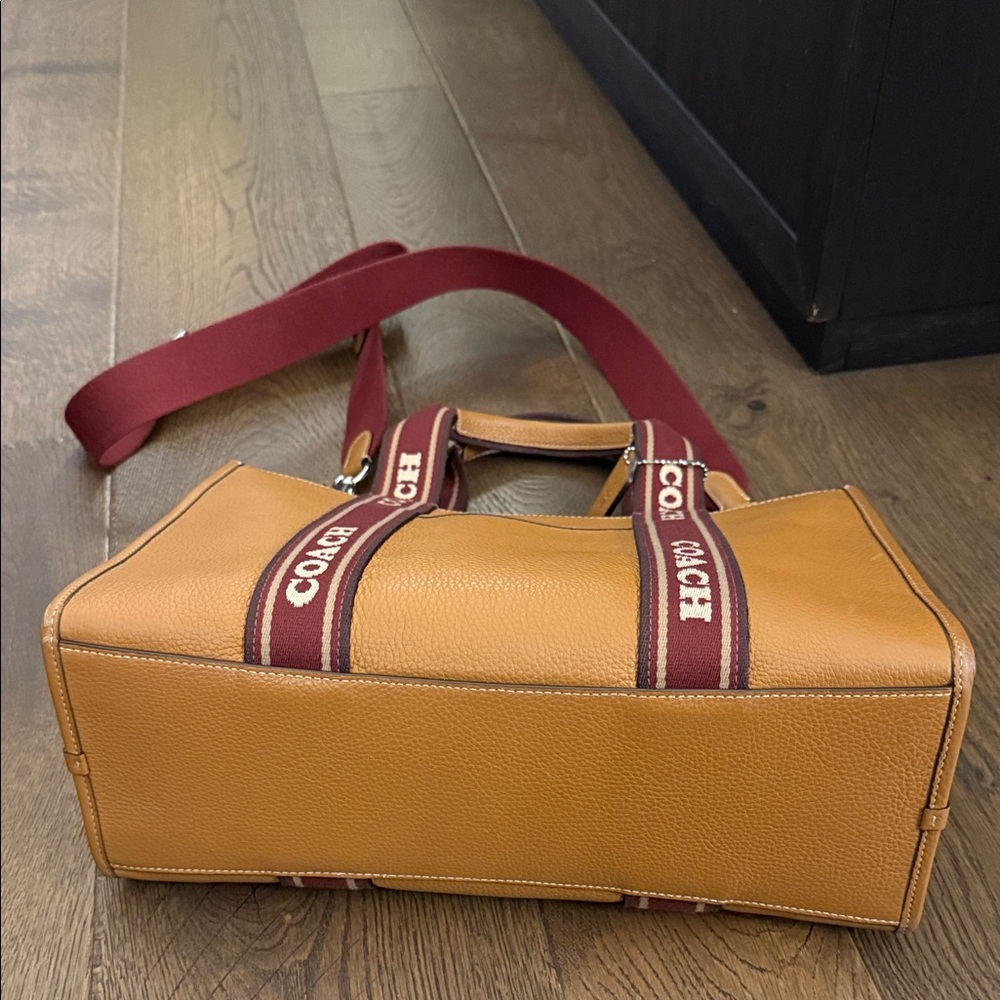Coach Smith Leather Tote Bag with Burgundy Strap - Picture 6 of 9